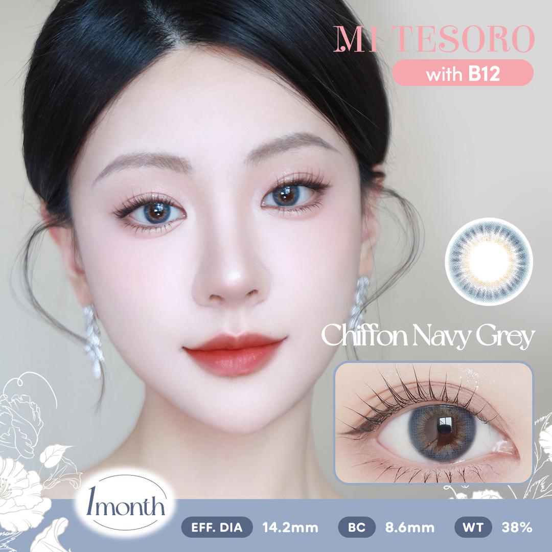 Chiffon Navy Grey-Mi Tesoro Monthly Color Con 2pcs (Eff dia:14.2mm)