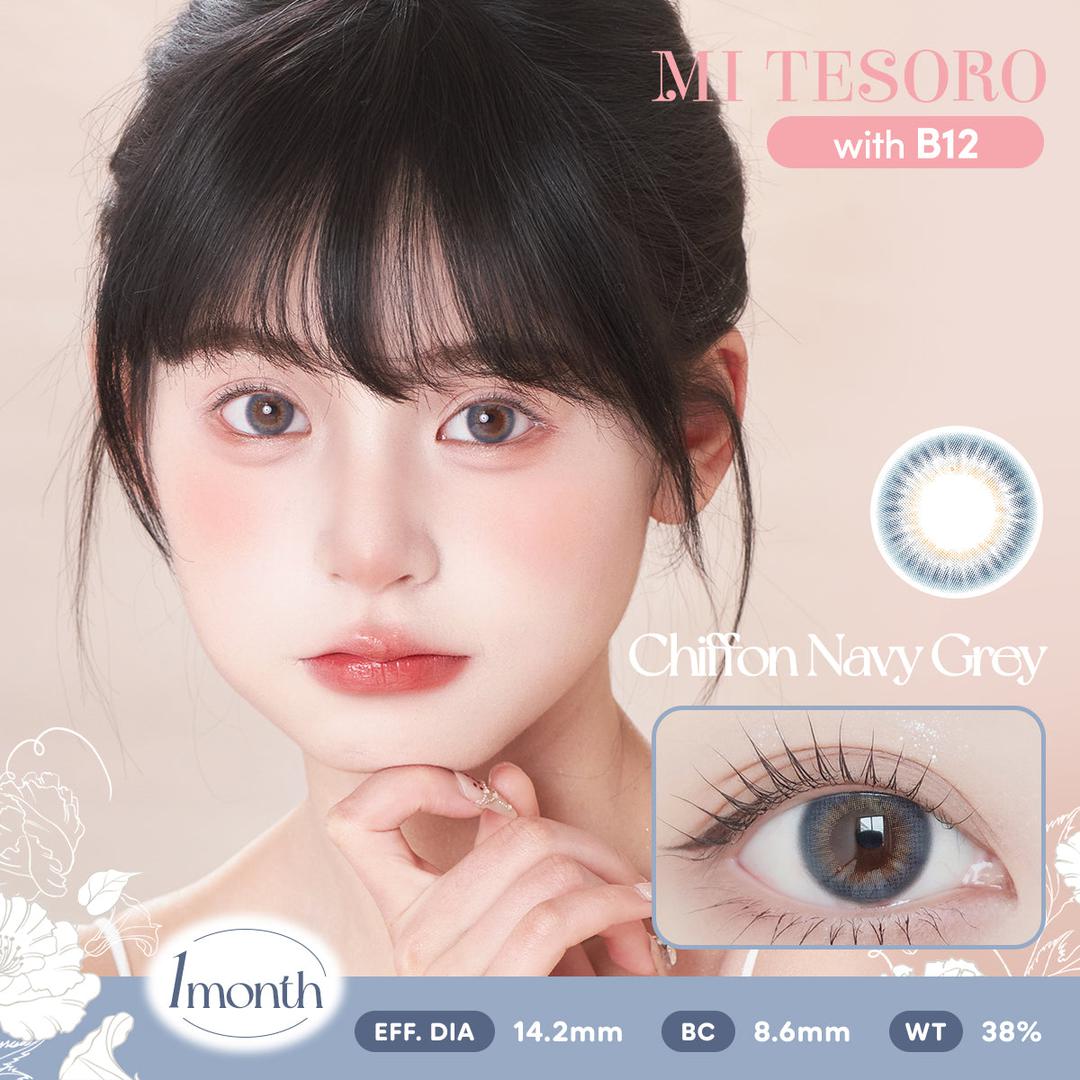 Chiffon Navy Grey-Mi Tesoro Monthly Color Con 2pcs (Eff dia:14.2mm)
