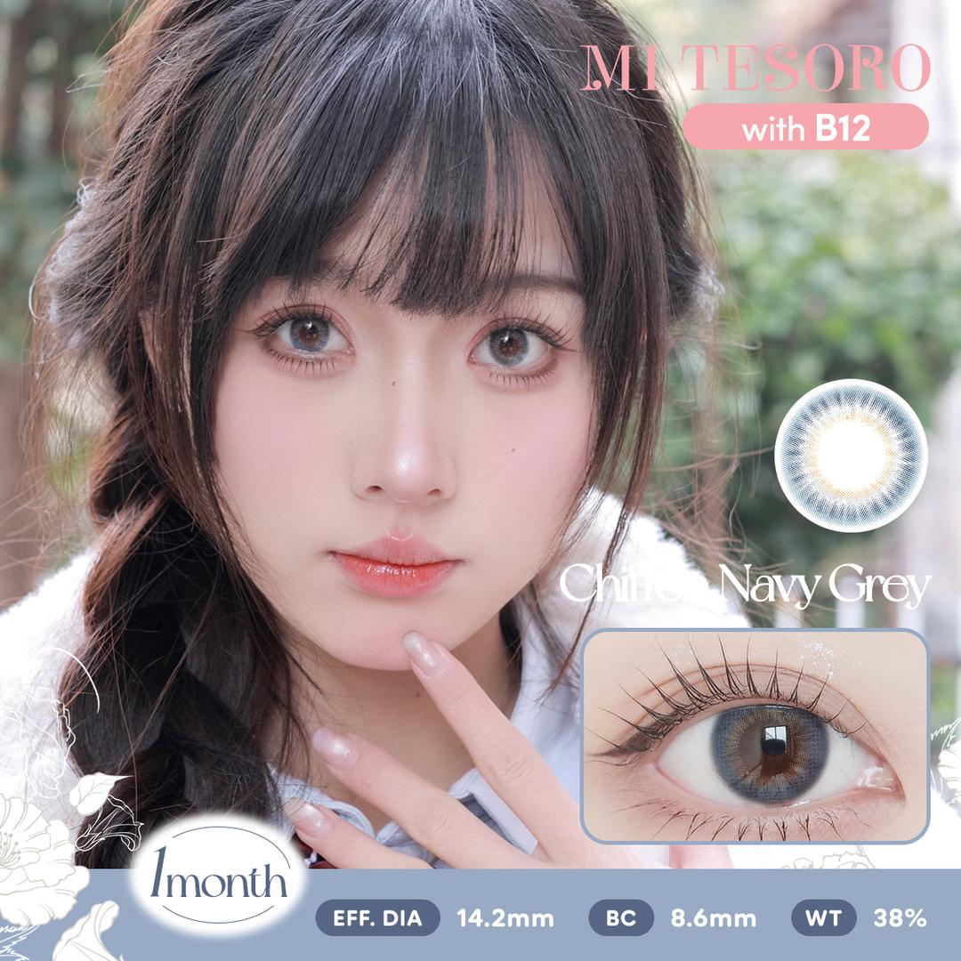 Chiffon Navy Grey-Mi Tesoro Monthly Color Con 2pcs (Eff dia:14.2mm)