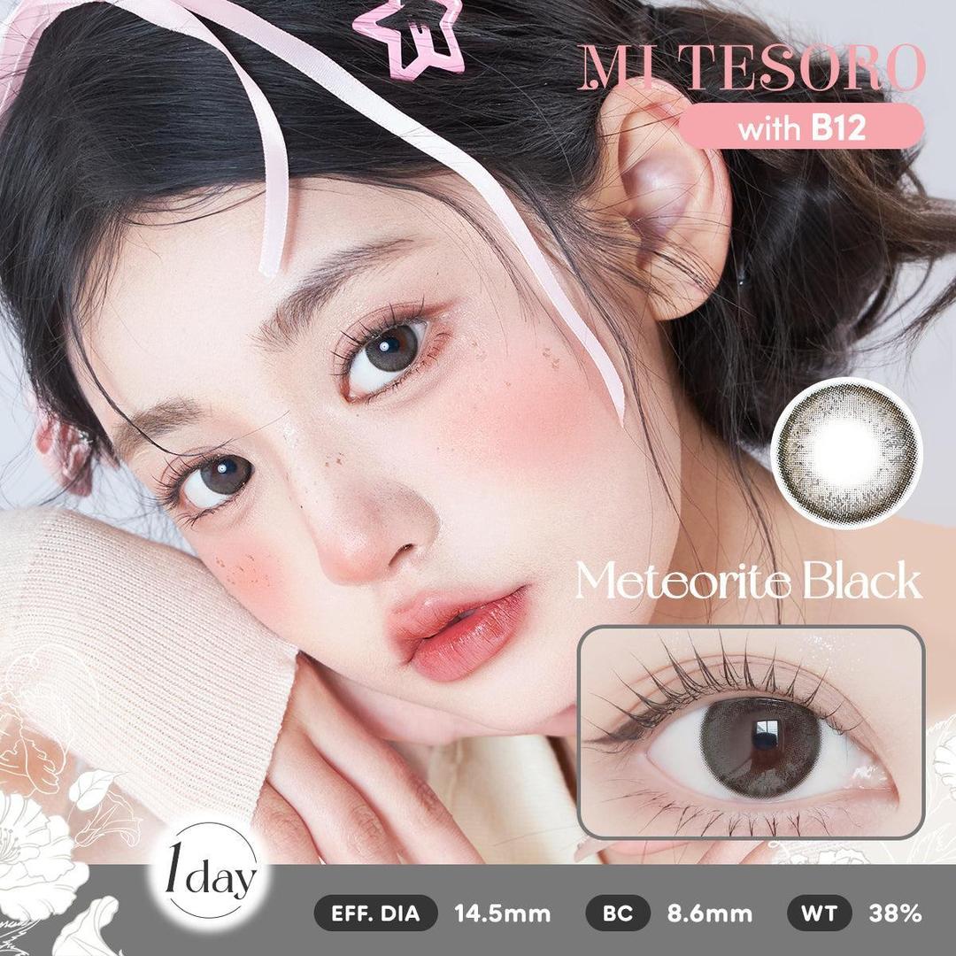 (Trial Pack)Meteorite Black-Mi Tesoro 1 Day Color Con 2pcs (Eff dia:14.5mm)