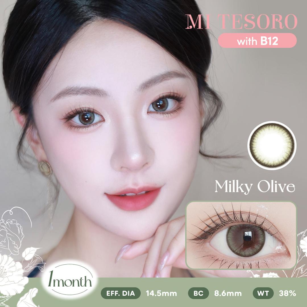 Milky Olive-Mi Tesoro Monthly Color Con 2pcs (Eff dia:14.5mm)