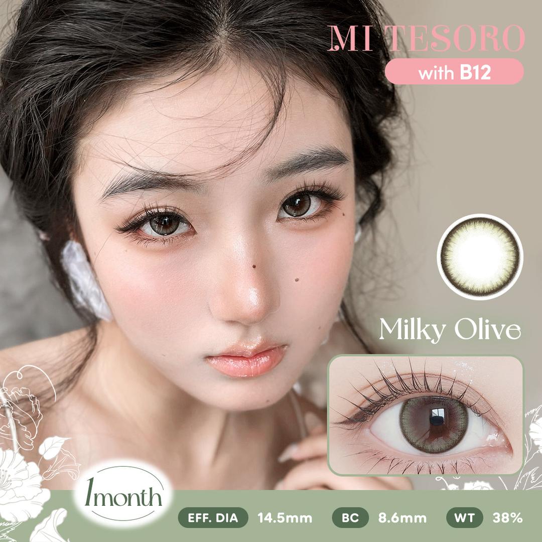 Milky Olive-Mi Tesoro Monthly Color Con 2pcs (Eff dia:14.5mm)