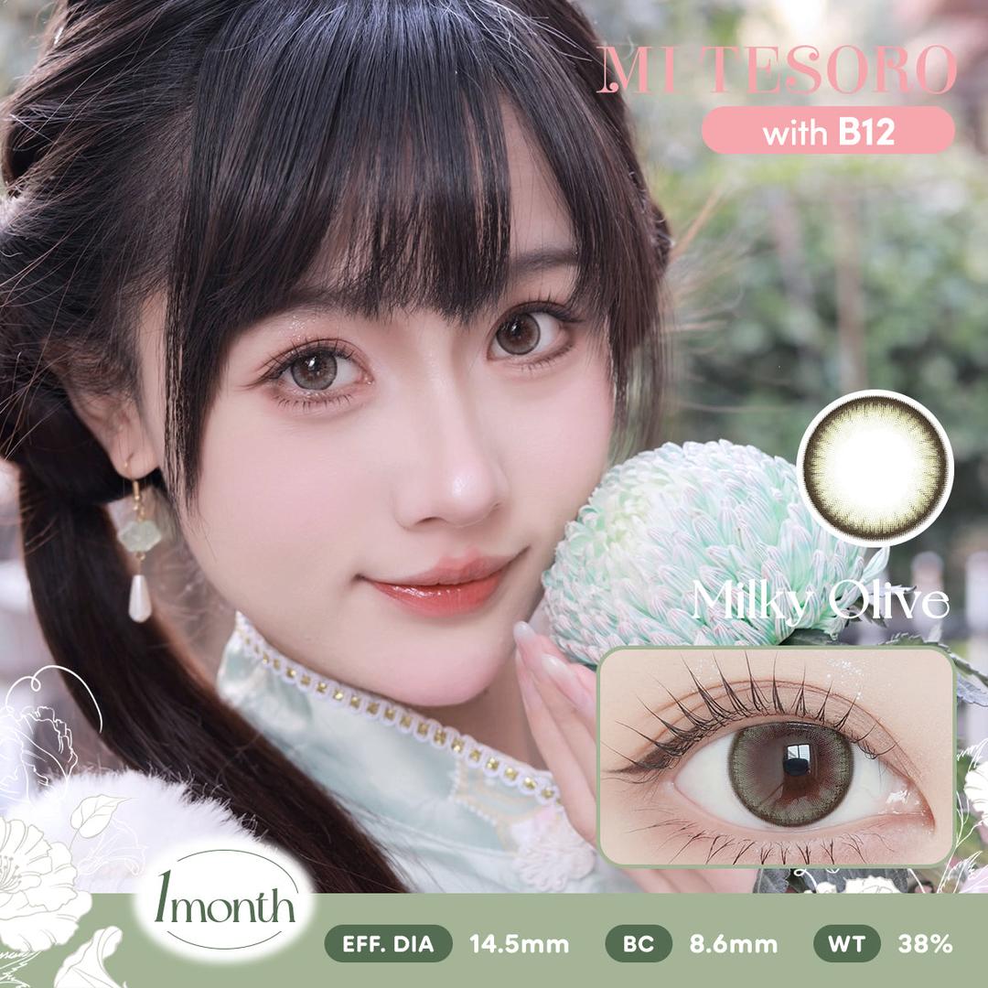 Milky Olive-Mi Tesoro Monthly Color Con 2pcs (Eff dia:14.5mm)