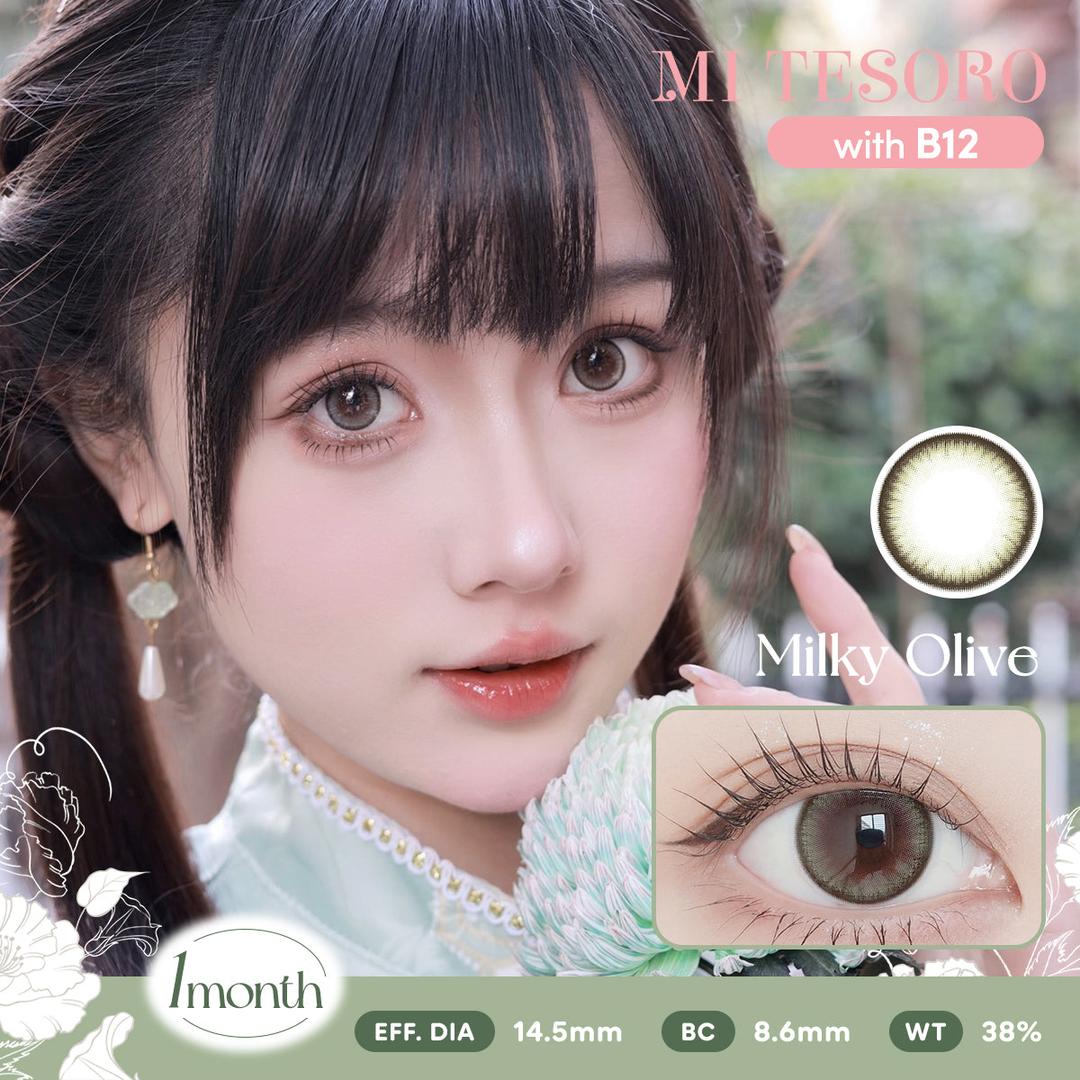 Milky Olive-Mi Tesoro Monthly Color Con 2pcs (Eff dia:14.5mm)