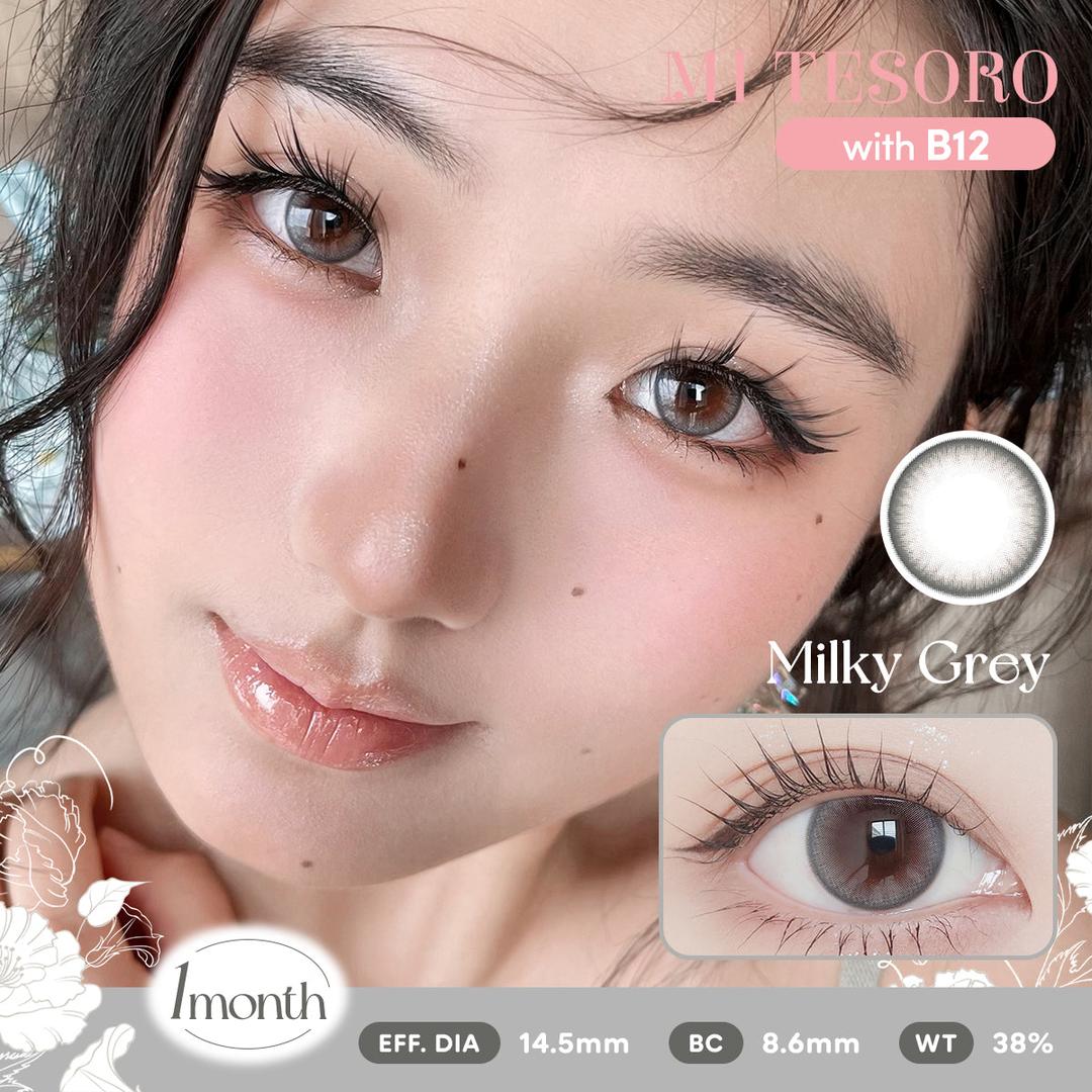 Milky Grey-Mi Tesoro Monthly Color Con 2pcs (Eff dia:14.5mm)