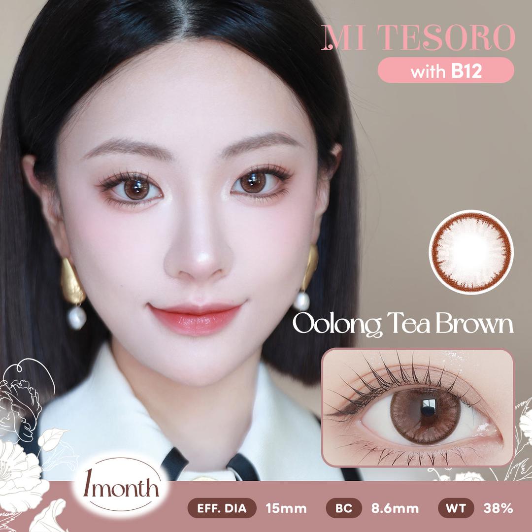 Oolong Tea Brown-Mi Tesoro Monthly Color Con 2pcs (Eff dia:15mm)