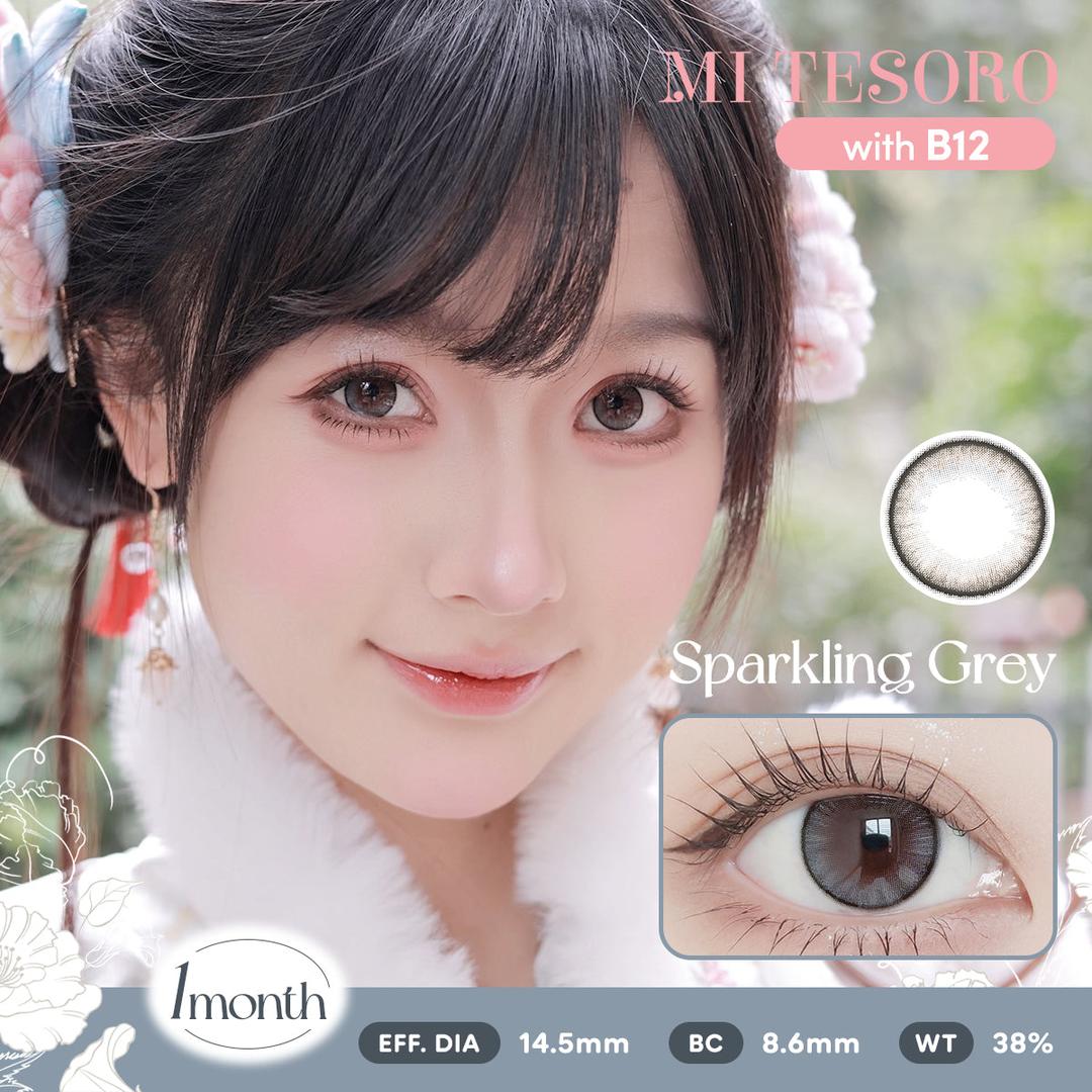 Sparkling Grey-Mi Tesoro Monthly Color Con 2pcs (Eff dia:14.5mm)