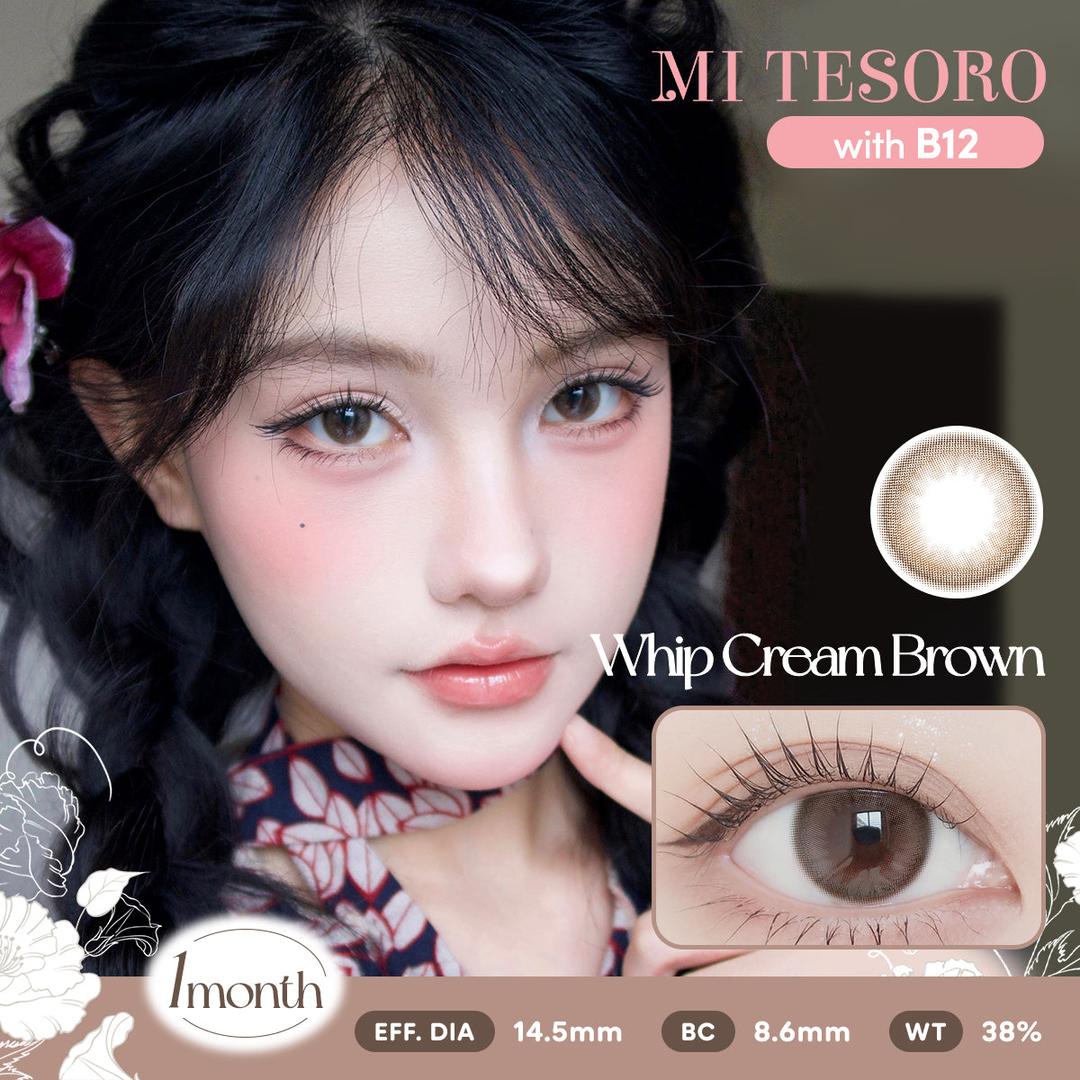 Whip Cream Brown-Mi Tesoro Monthly Color Con 2pcs(Eff dia:14.5mm)