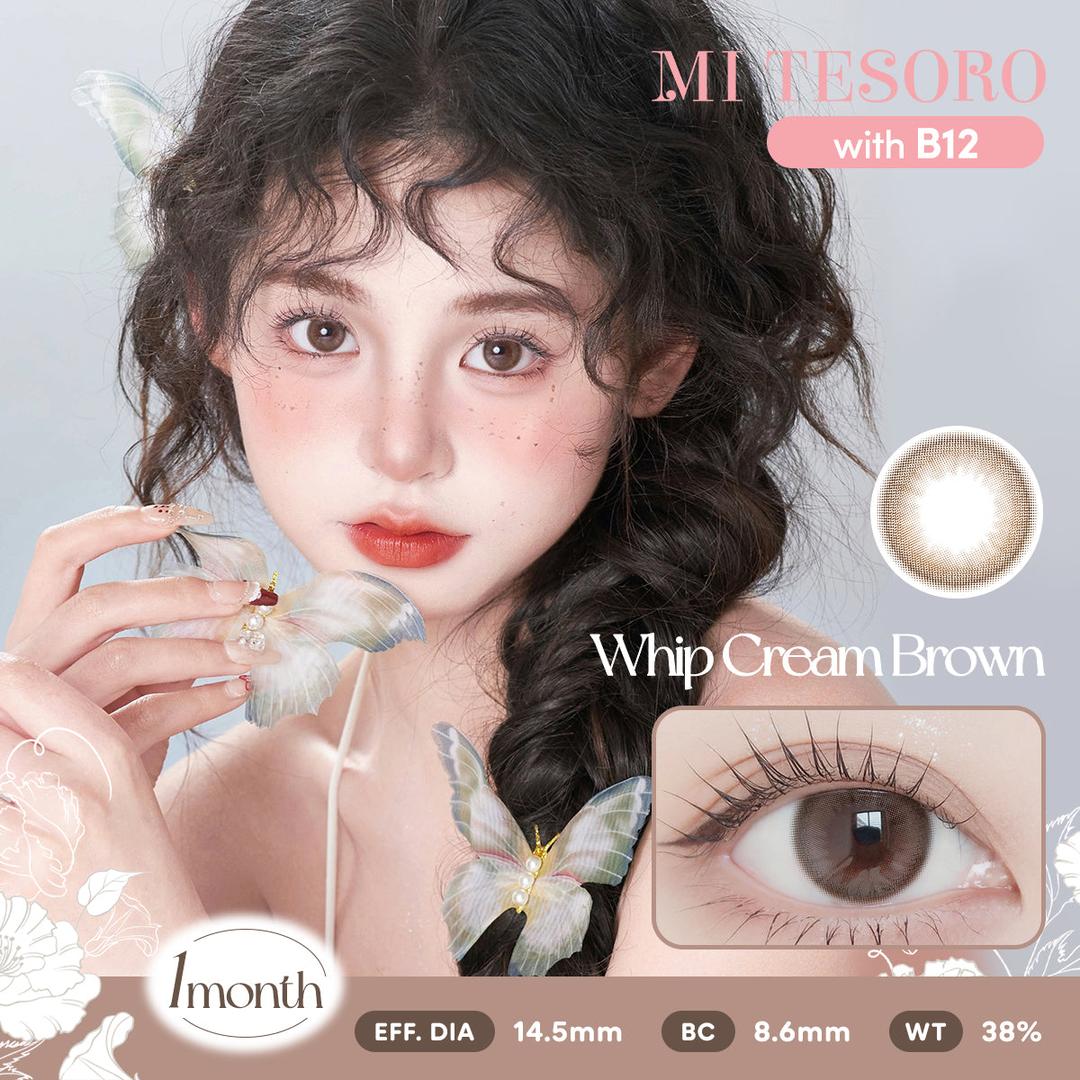 Whip Cream Brown-Mi Tesoro Monthly Color Con 2pcs(Eff dia:14.5mm)